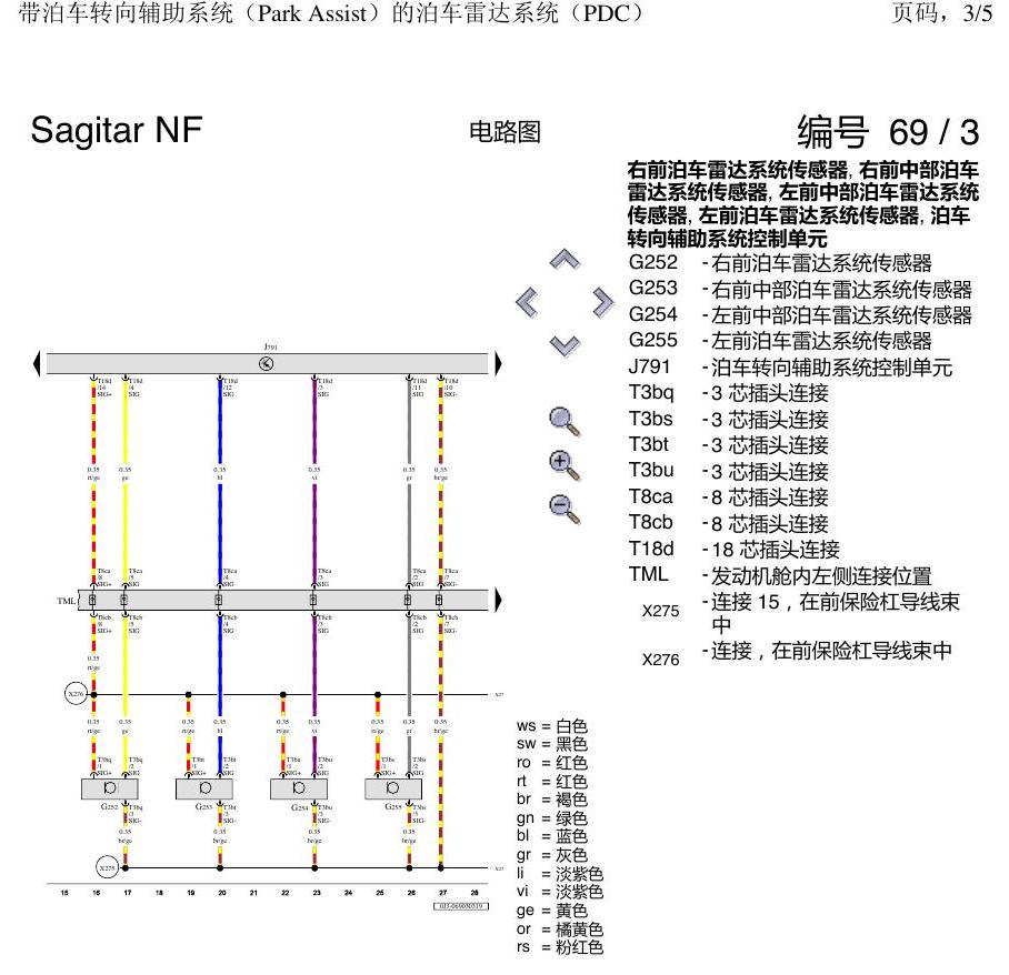 一汽大众速腾 MQB 带转向辅助的PDC 电路图