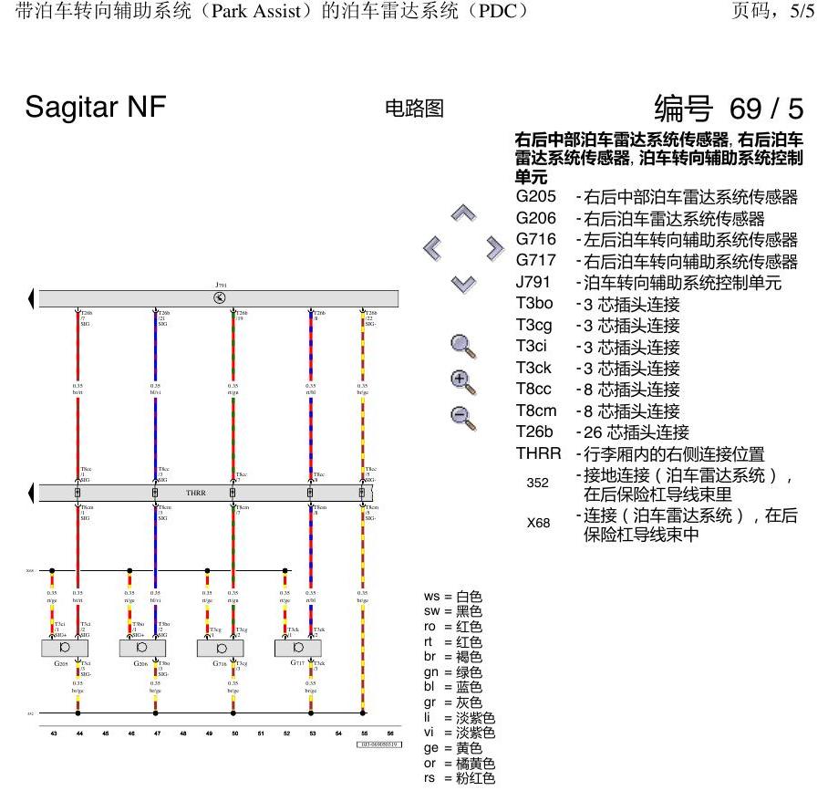一汽大众速腾 MQB 带转向辅助的PDC 电路图