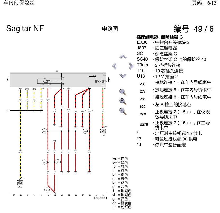 一汽大众速腾 MQB 车内的保险丝 电路图