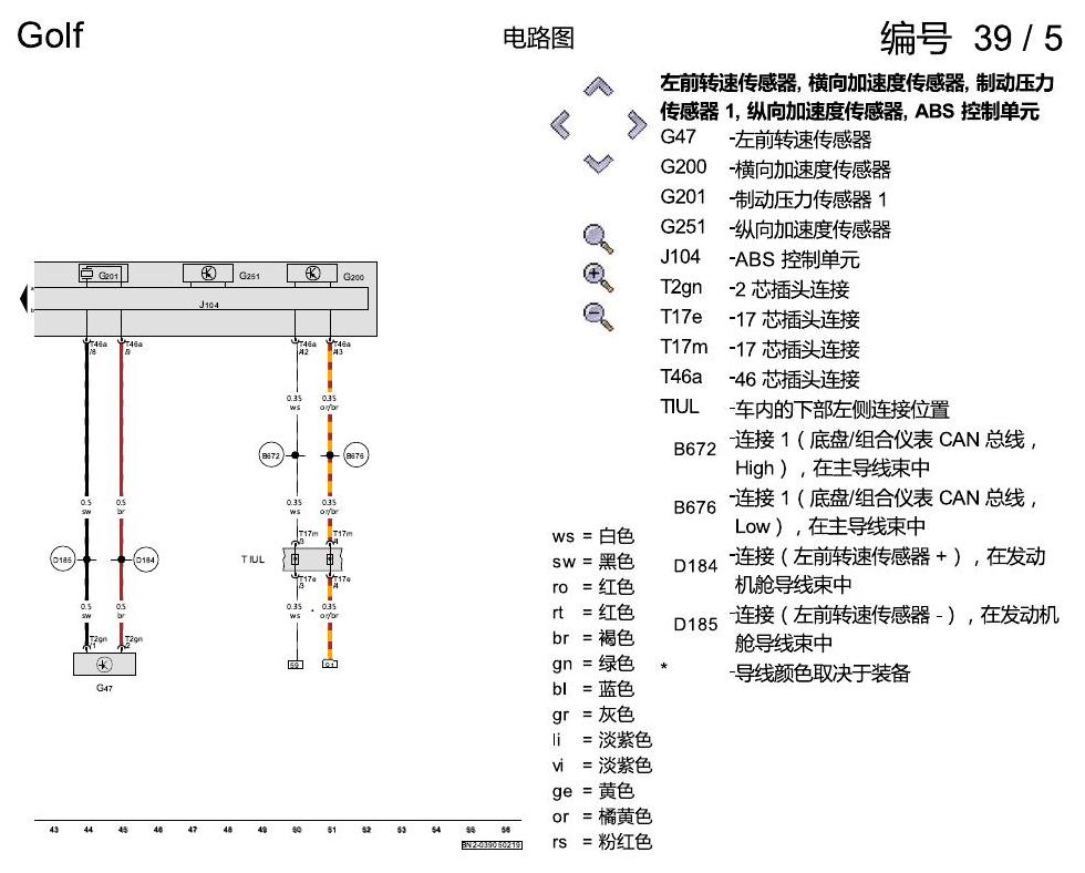 一汽大众高尔夫7 ABS 8T8 电路图