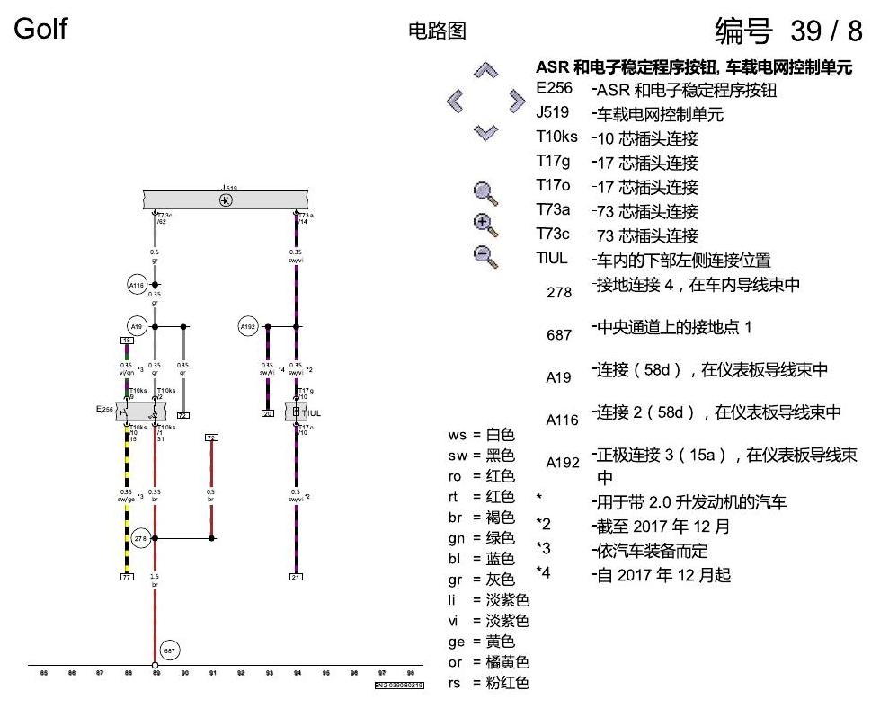 一汽大众高尔夫7 ABS 8T8 电路图