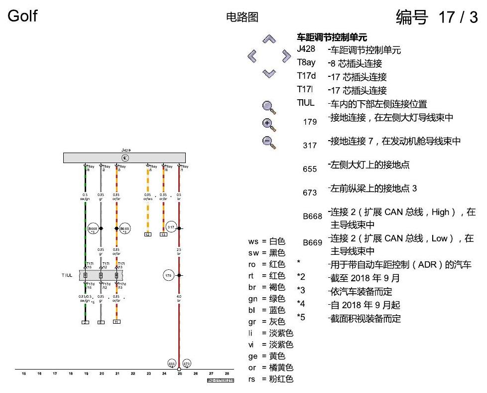 一汽大众高尔夫7 ACC 电路图