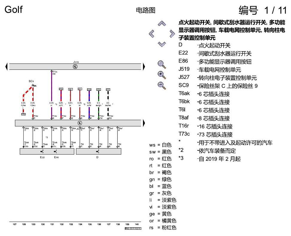 一汽大众高尔夫7 基本装备 电路图