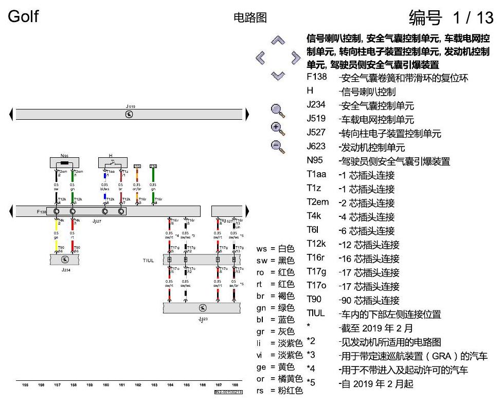 一汽大众高尔夫7 基本装备 电路图