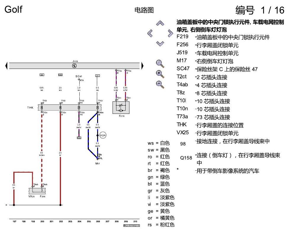 一汽大众高尔夫7 基本装备 电路图