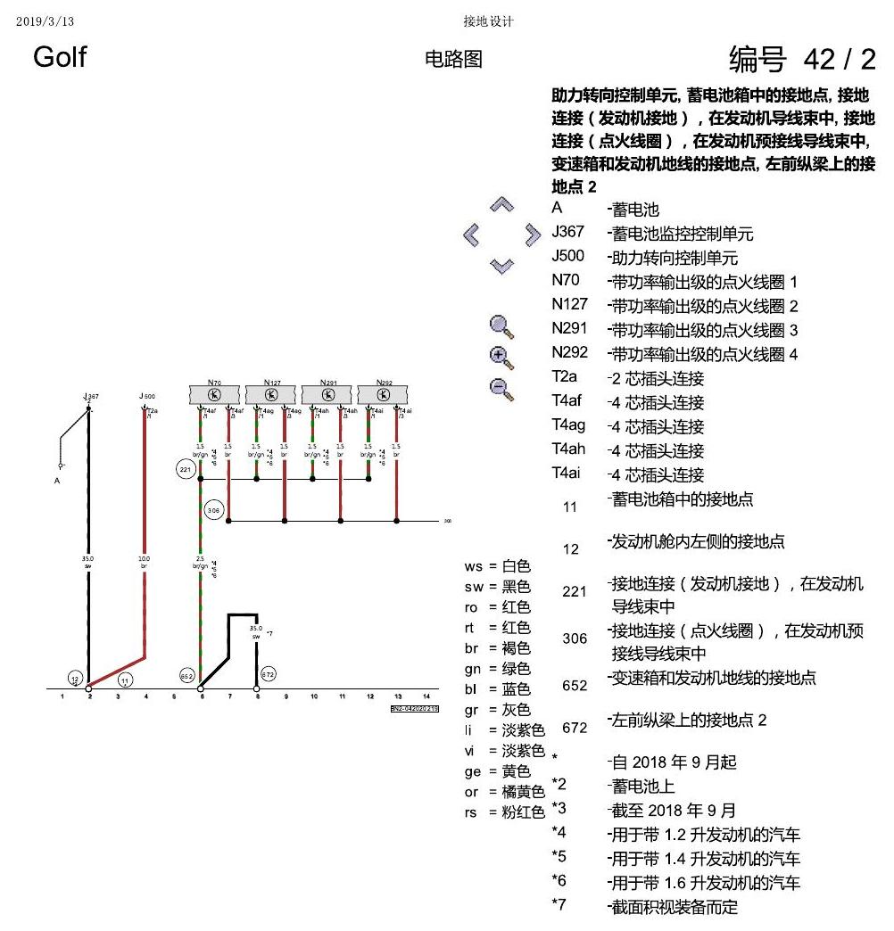 一汽大众高尔夫7 接地设计 电路图