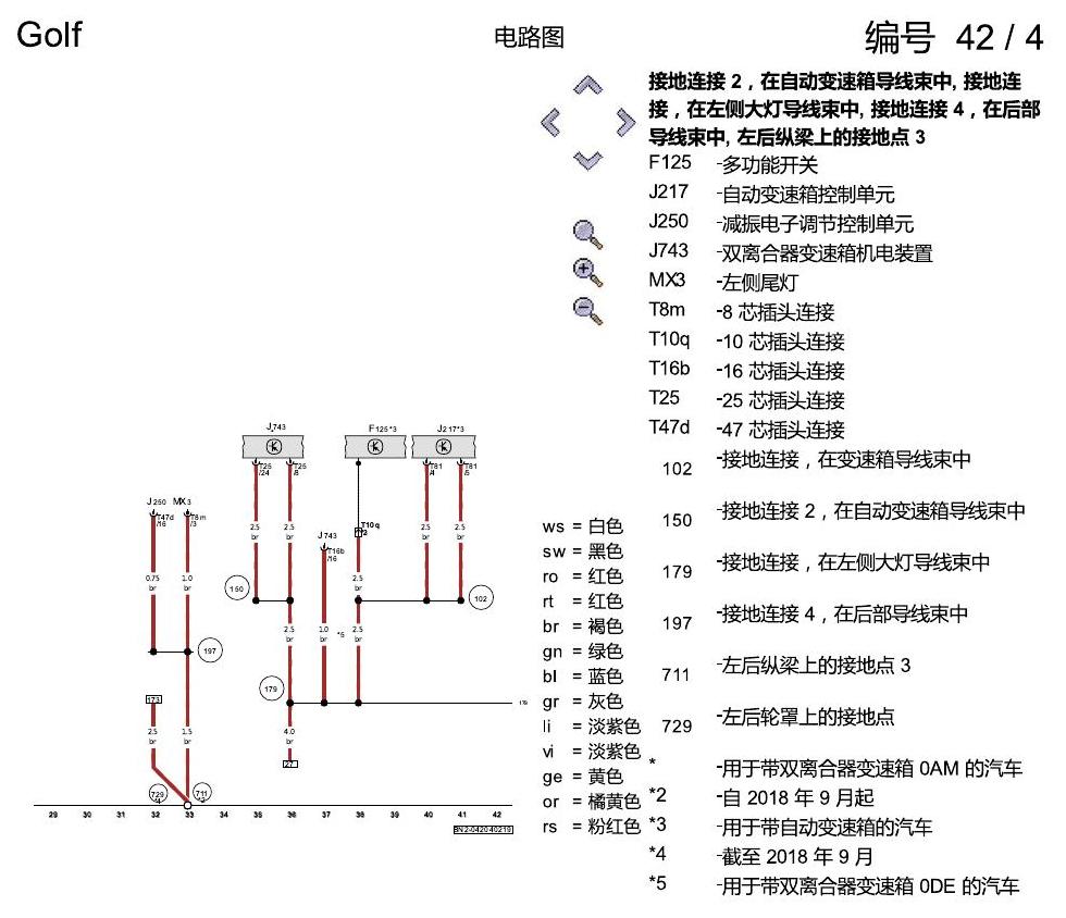 一汽大众高尔夫7 接地设计 电路图