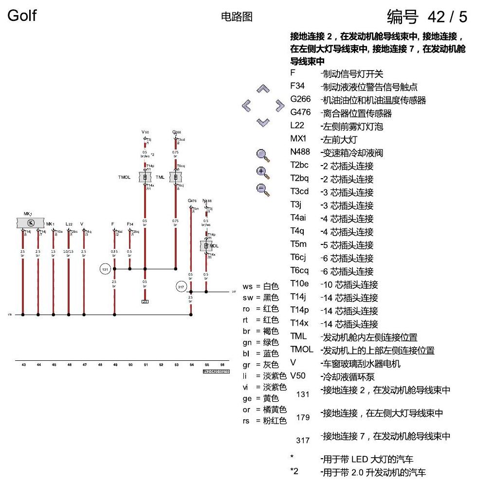 一汽大众高尔夫7 接地设计 电路图