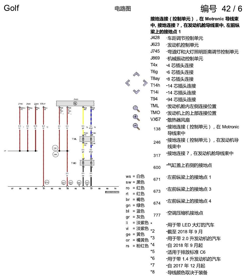 一汽大众高尔夫7 接地设计 电路图