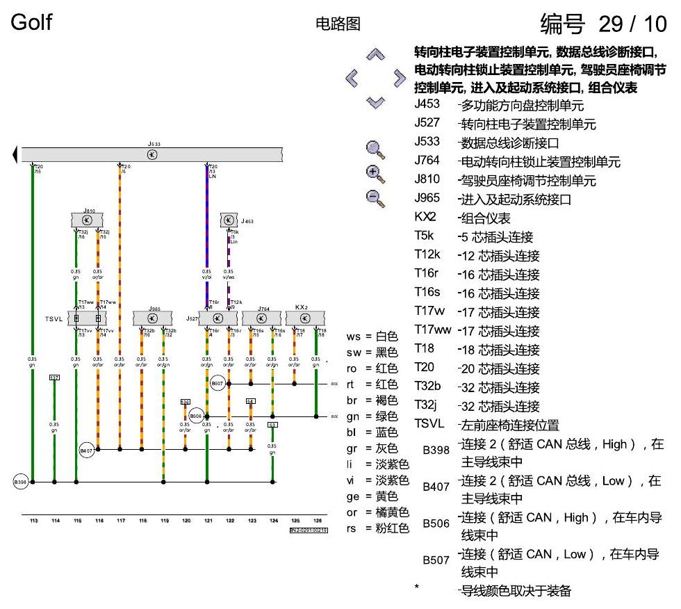 一汽大众高尔夫7 数据总线联网 电路图