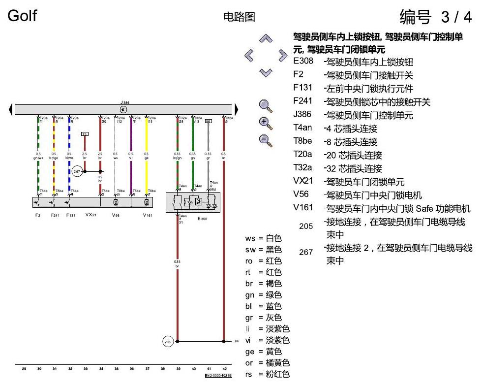 一汽大众高尔夫7 舒适便捷系统 电路图