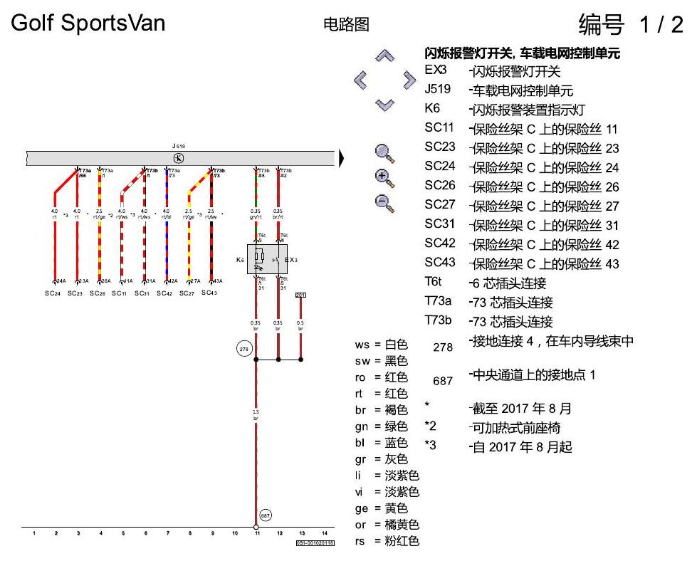 一汽大众高尔夫嘉旅 基本装备 电路图