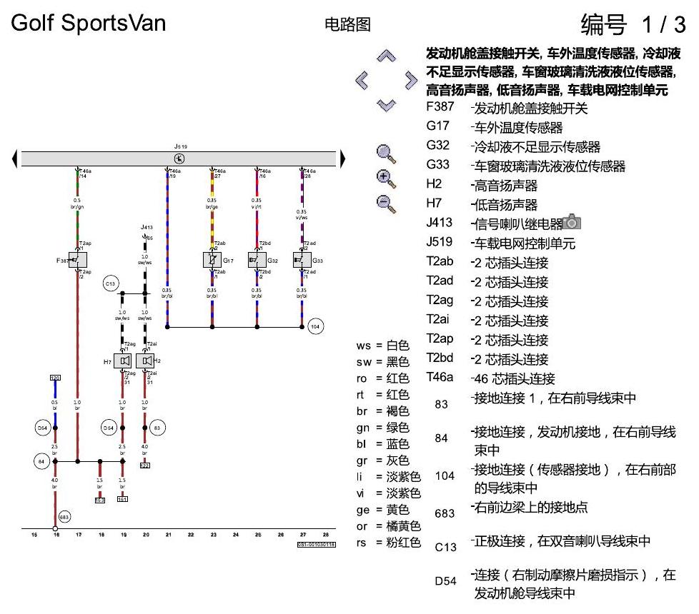 一汽大众高尔夫嘉旅 基本装备 电路图