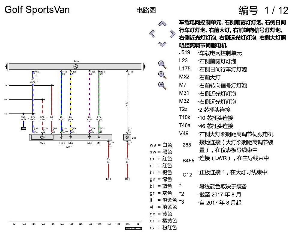 一汽大众高尔夫嘉旅 基本装备 电路图