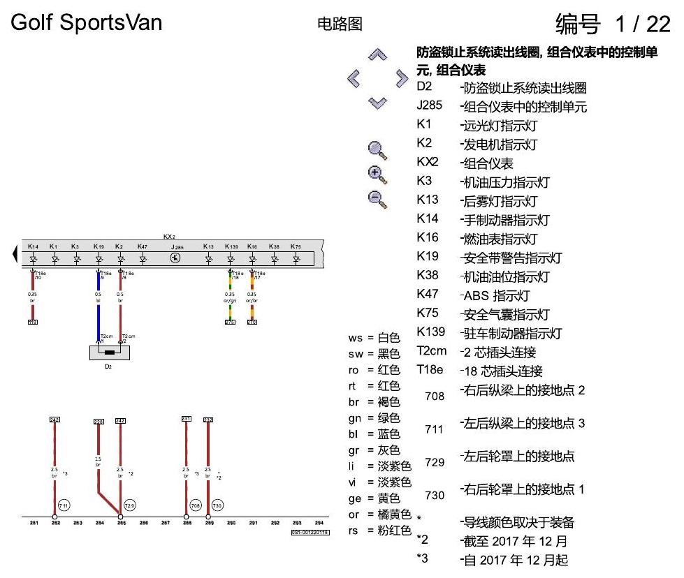 一汽大众高尔夫嘉旅 基本装备 电路图