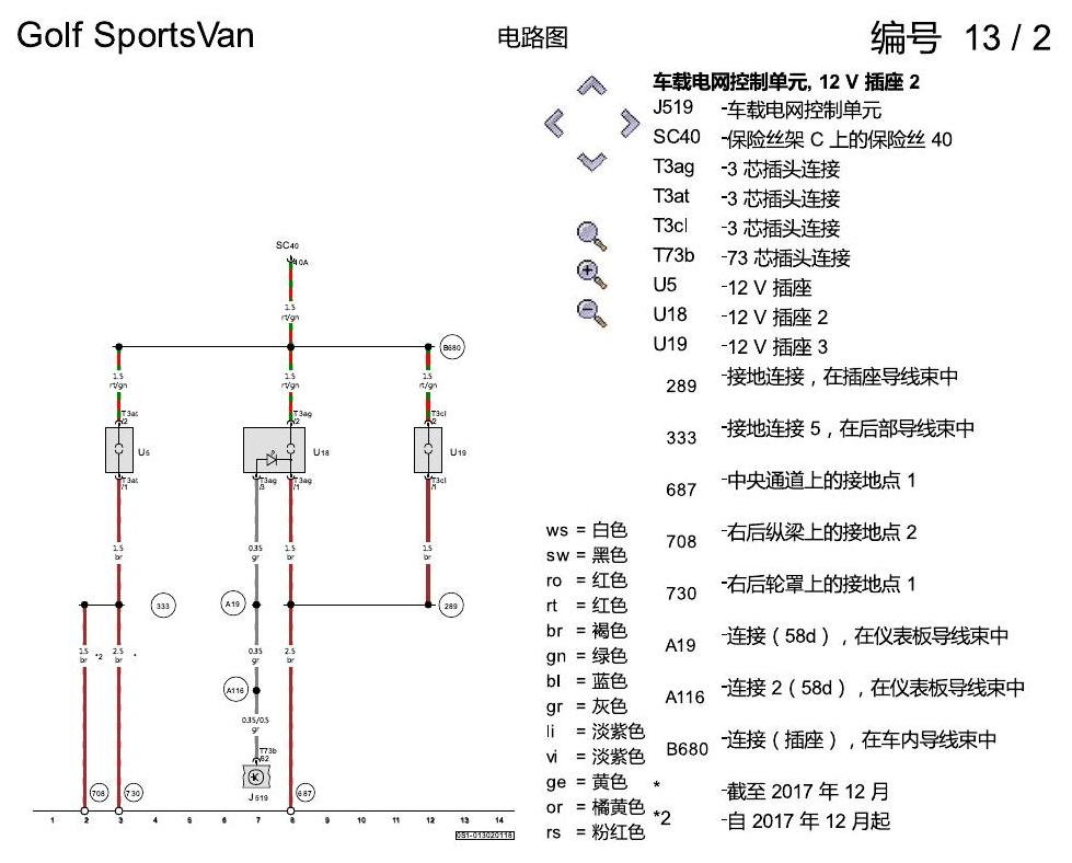一汽大众高尔夫嘉旅 点烟器和12V插座 电路图