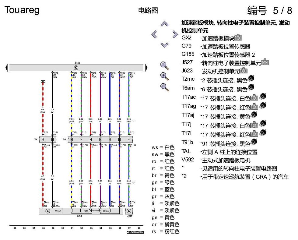 进口大众途锐 2.0 升汽油发动机 , CYRB,CYRC,DMFA 电路图