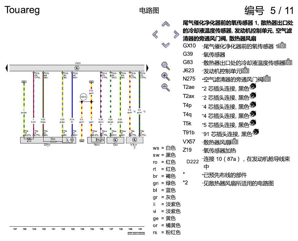 进口大众途锐 2.0 升汽油发动机 , CYRB,CYRC,DMFA 电路图