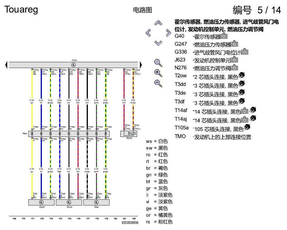 进口大众途锐 2.0 升汽油发动机 , CYRB,CYRC,DMFA 电路图