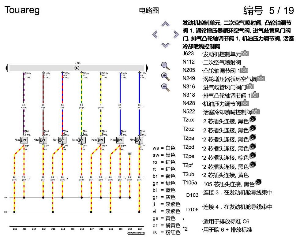 进口大众途锐 2.0 升汽油发动机 , CYRB,CYRC,DMFA 电路图