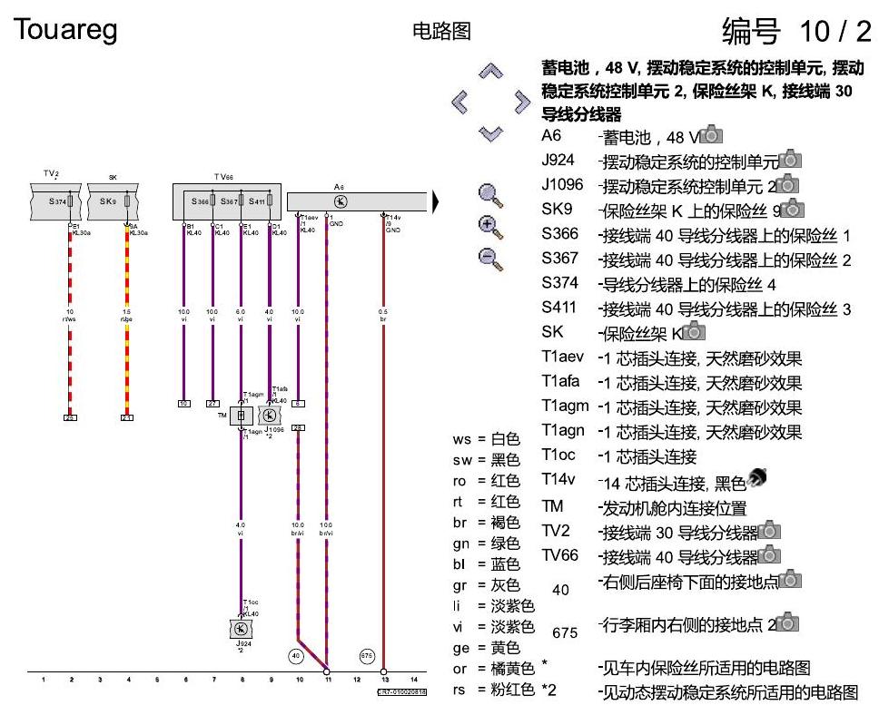 进口大众途锐 48 V 系统 , (VH2) 电路图