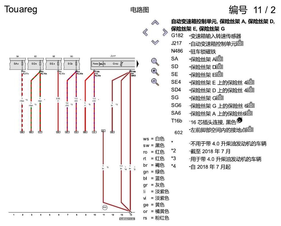 进口大众途锐 8 挡自动变速箱 0D50D6 , (G1G) 电路图
