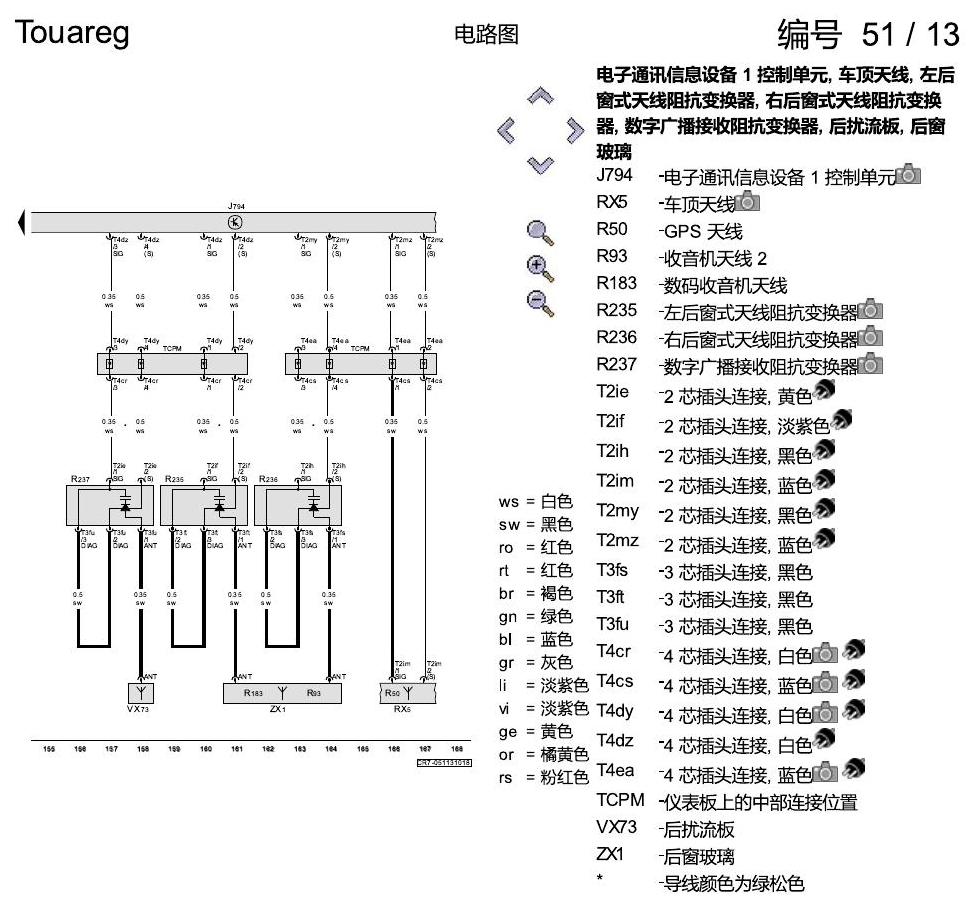 进口大众途锐 多媒体系统 电路图