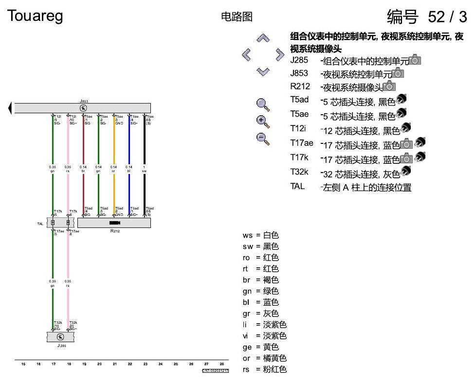 进口大众途锐 夜视系统 , (9R1) 电路图