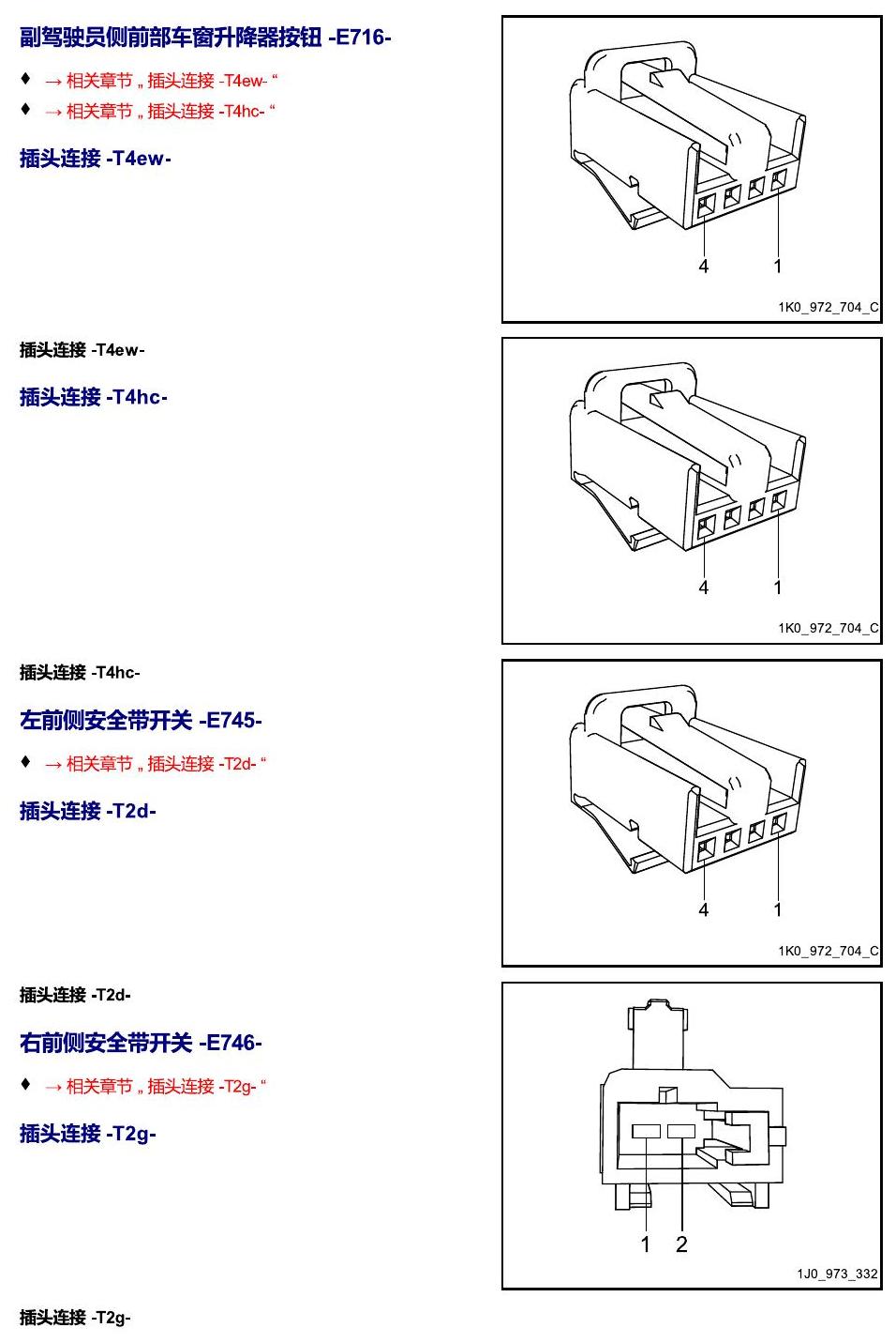 进口大众途锐 以 E 开头的零件 电路图