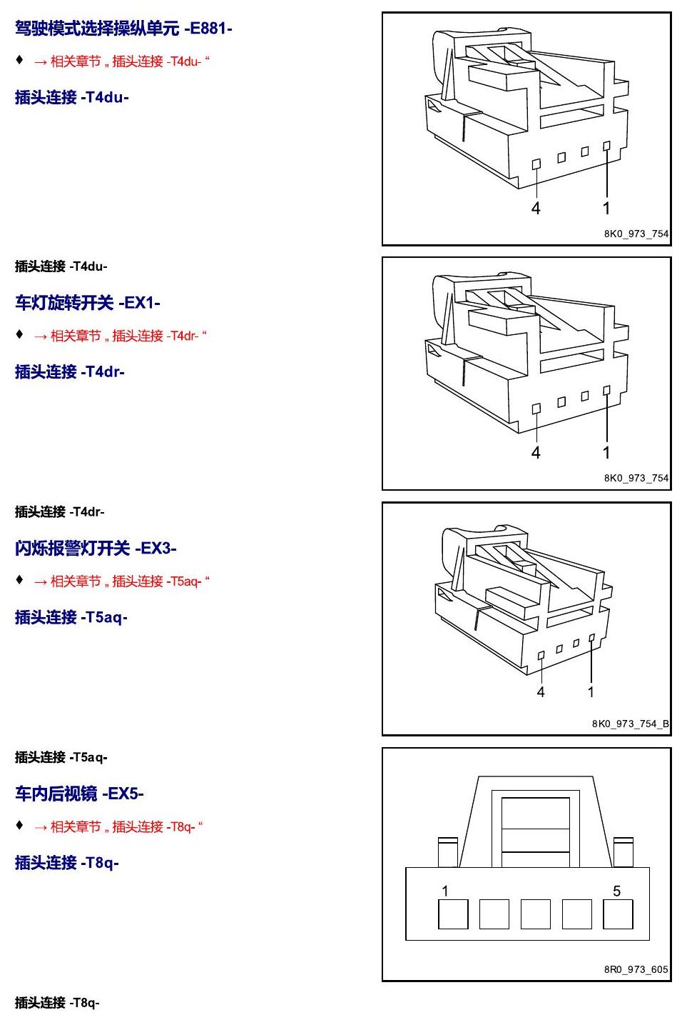 进口大众途锐 以 E 开头的零件 电路图