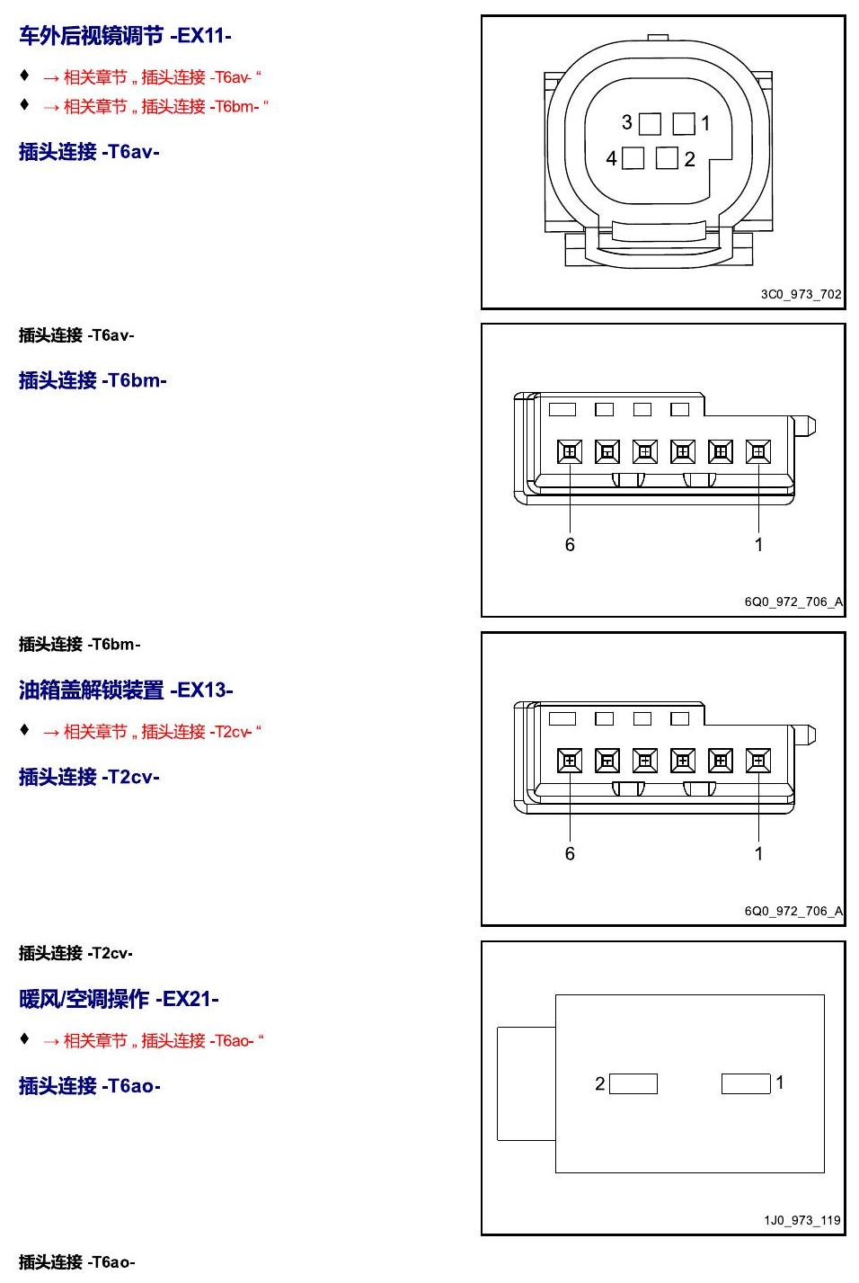 进口大众途锐 以 E 开头的零件 电路图