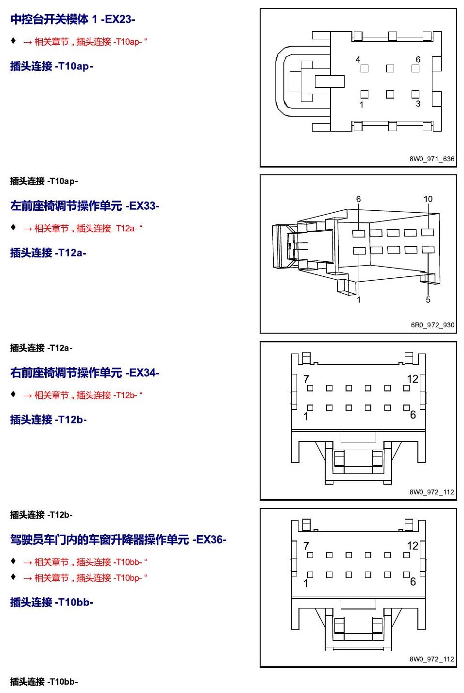 进口大众途锐 以 E 开头的零件 电路图