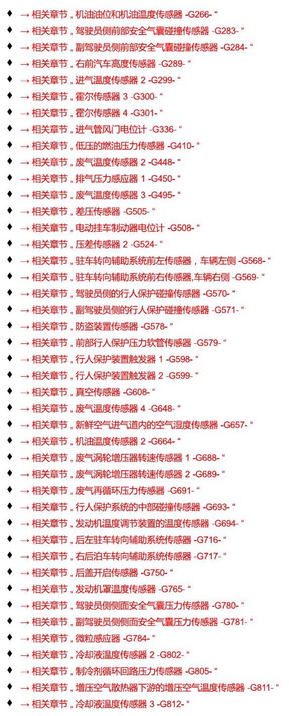 进口大众途锐 以 G 开头的零件 电路图