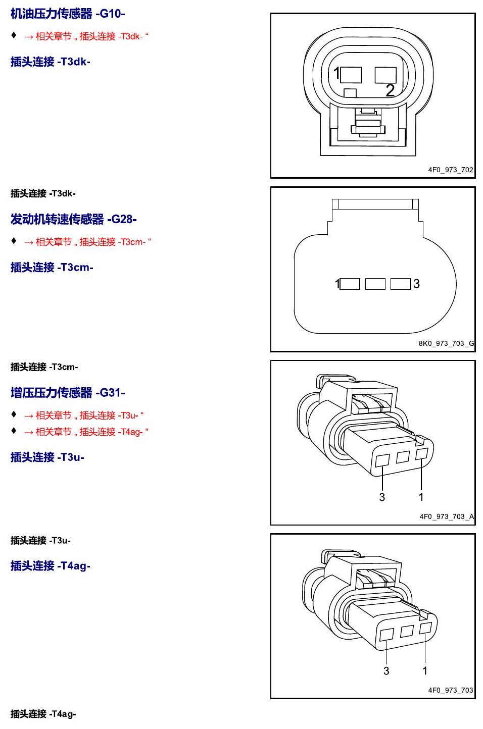 进口大众途锐 以 G 开头的零件 电路图