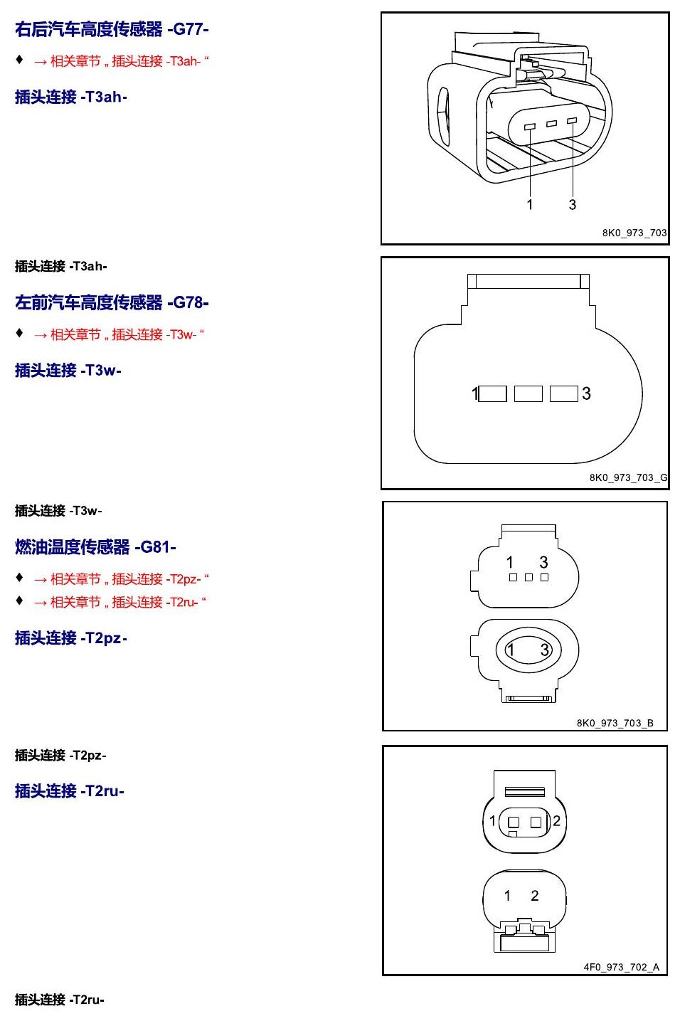 进口大众途锐 以 G 开头的零件 电路图
