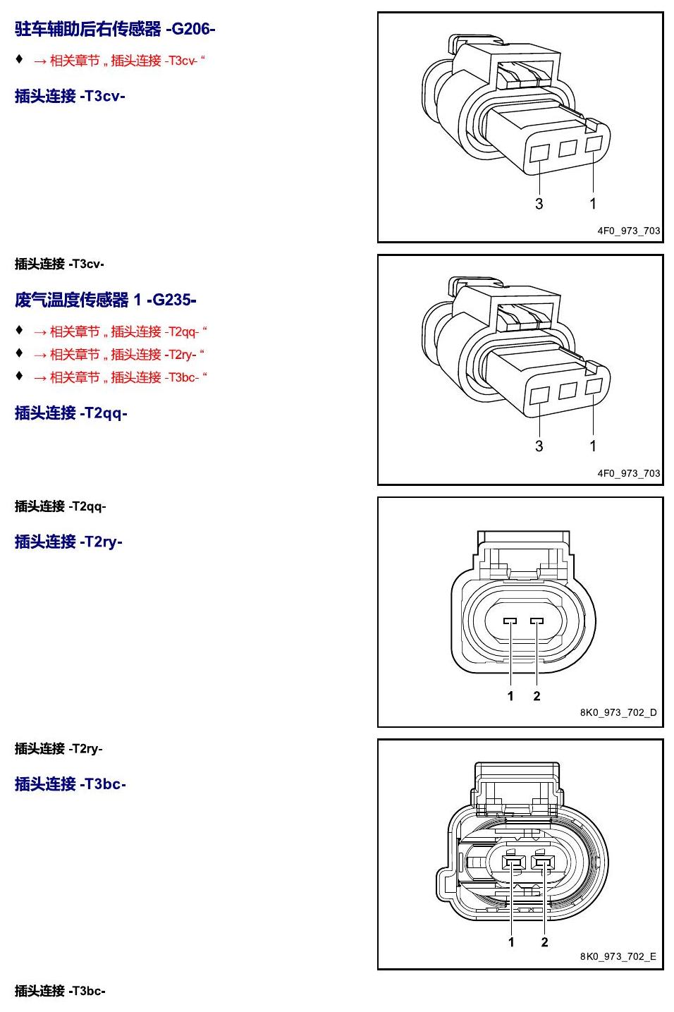进口大众途锐 以 G 开头的零件 电路图