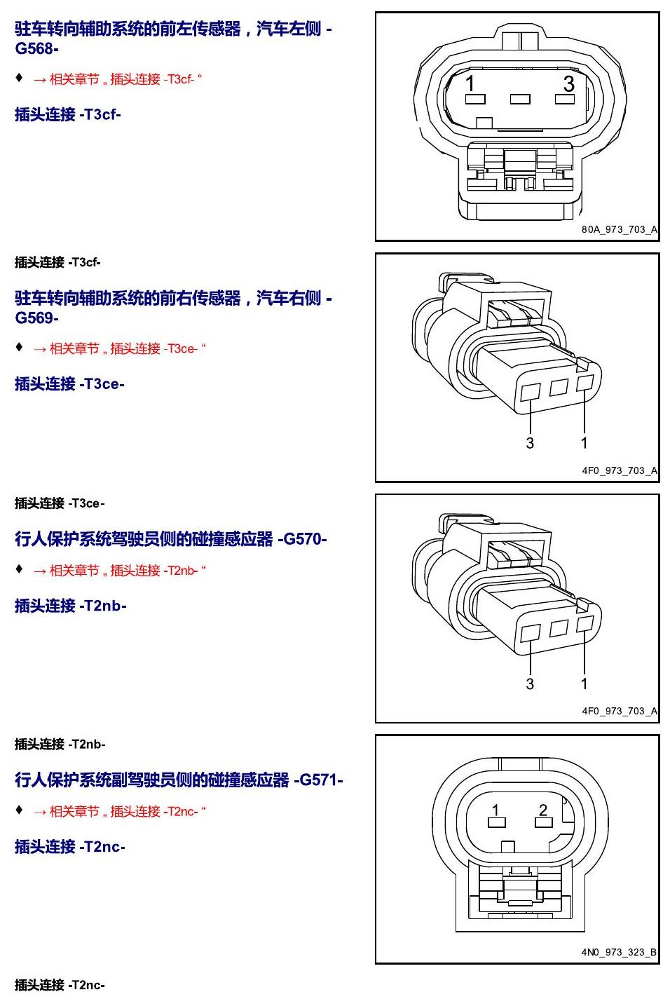 进口大众途锐 以 G 开头的零件 电路图