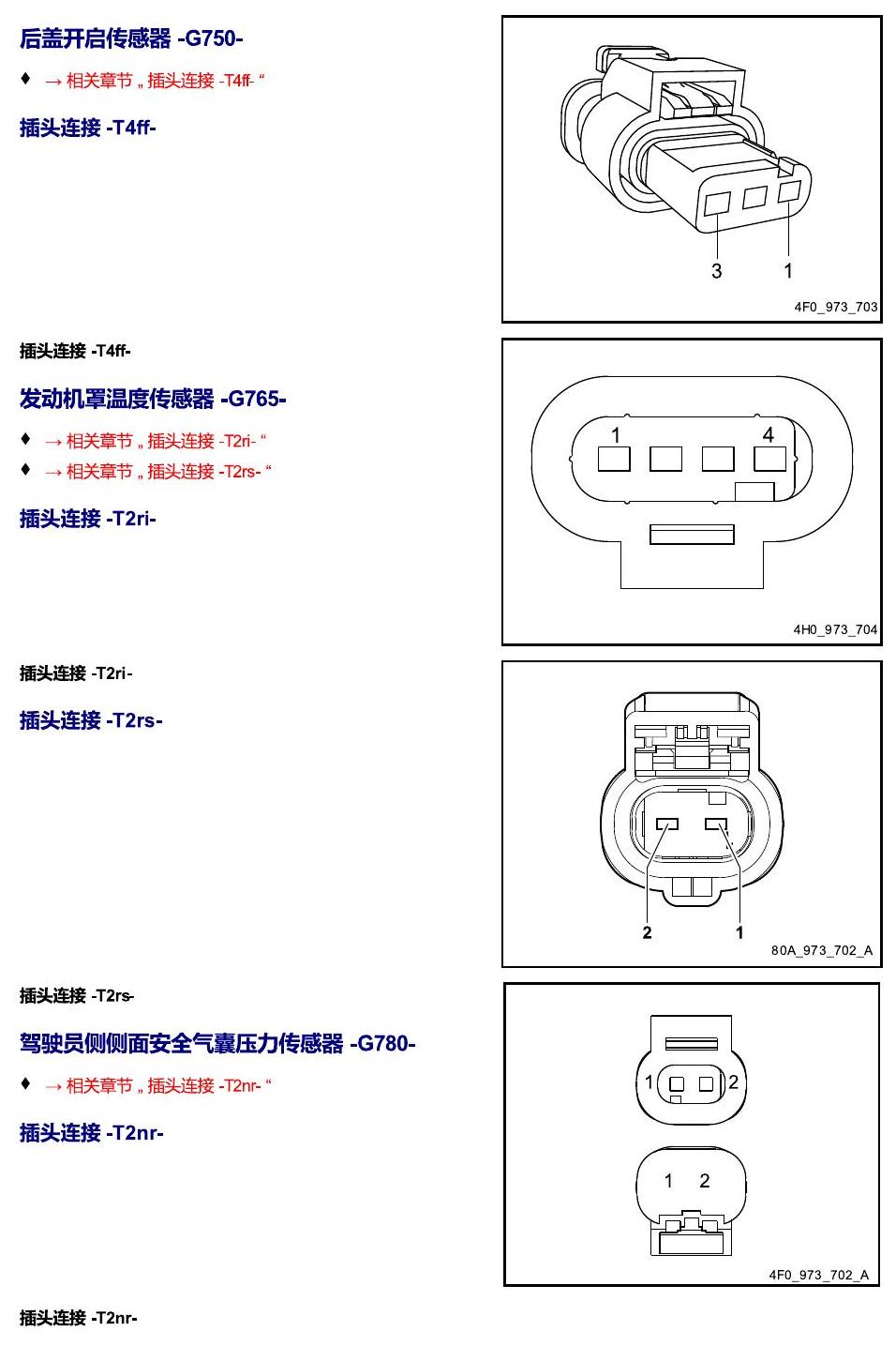 进口大众途锐 以 G 开头的零件 电路图