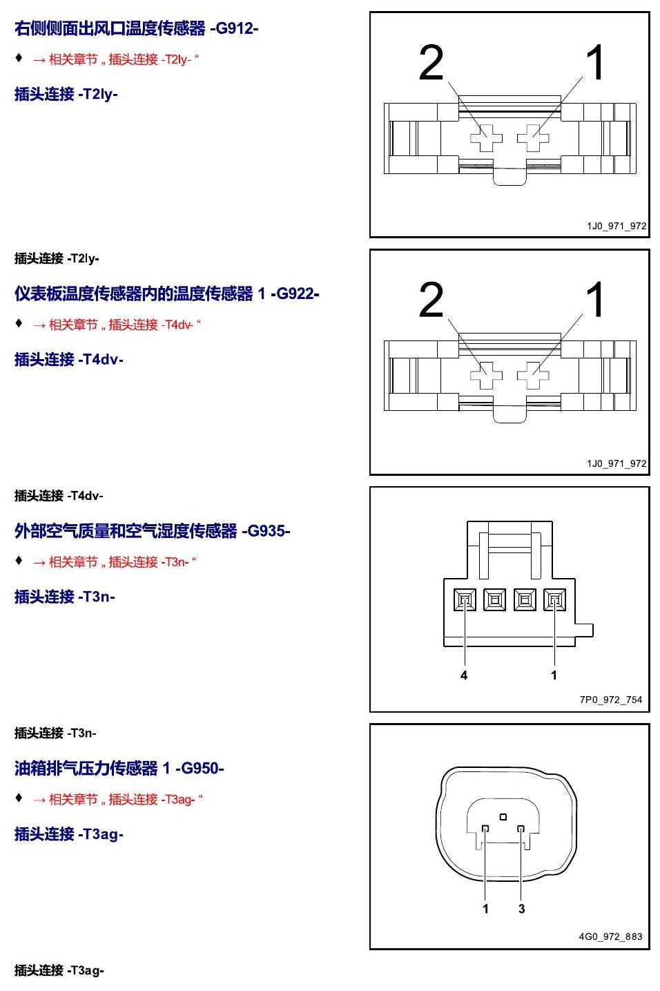 进口大众途锐 以 G 开头的零件 电路图