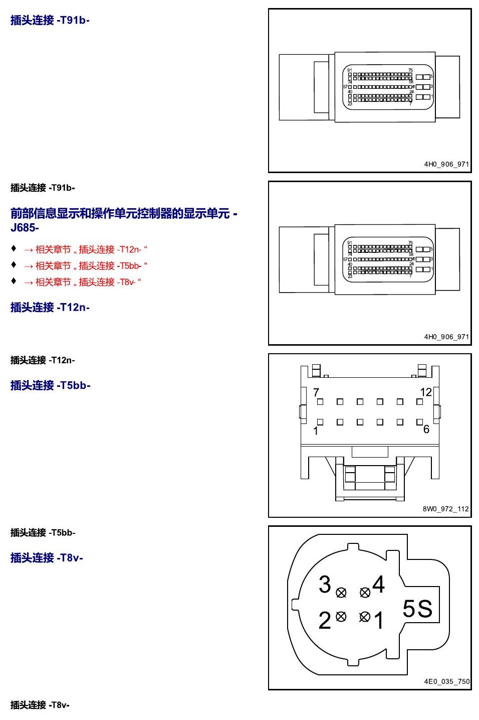 进口大众途锐 以 J 开头的零件 电路图