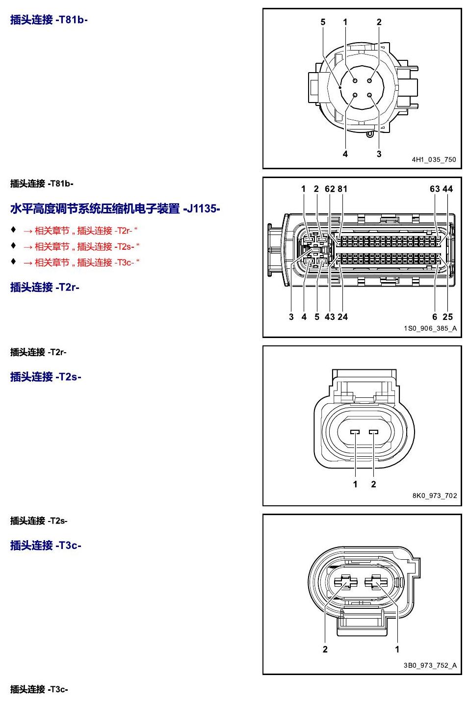进口大众途锐 以 J 开头的零件 电路图