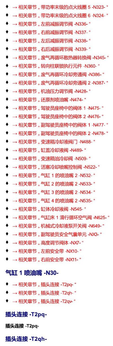 进口大众途锐 以 N 开头的零件 电路图