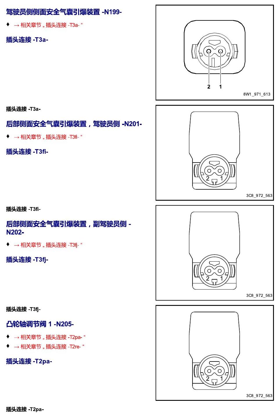 进口大众途锐 以 N 开头的零件 电路图