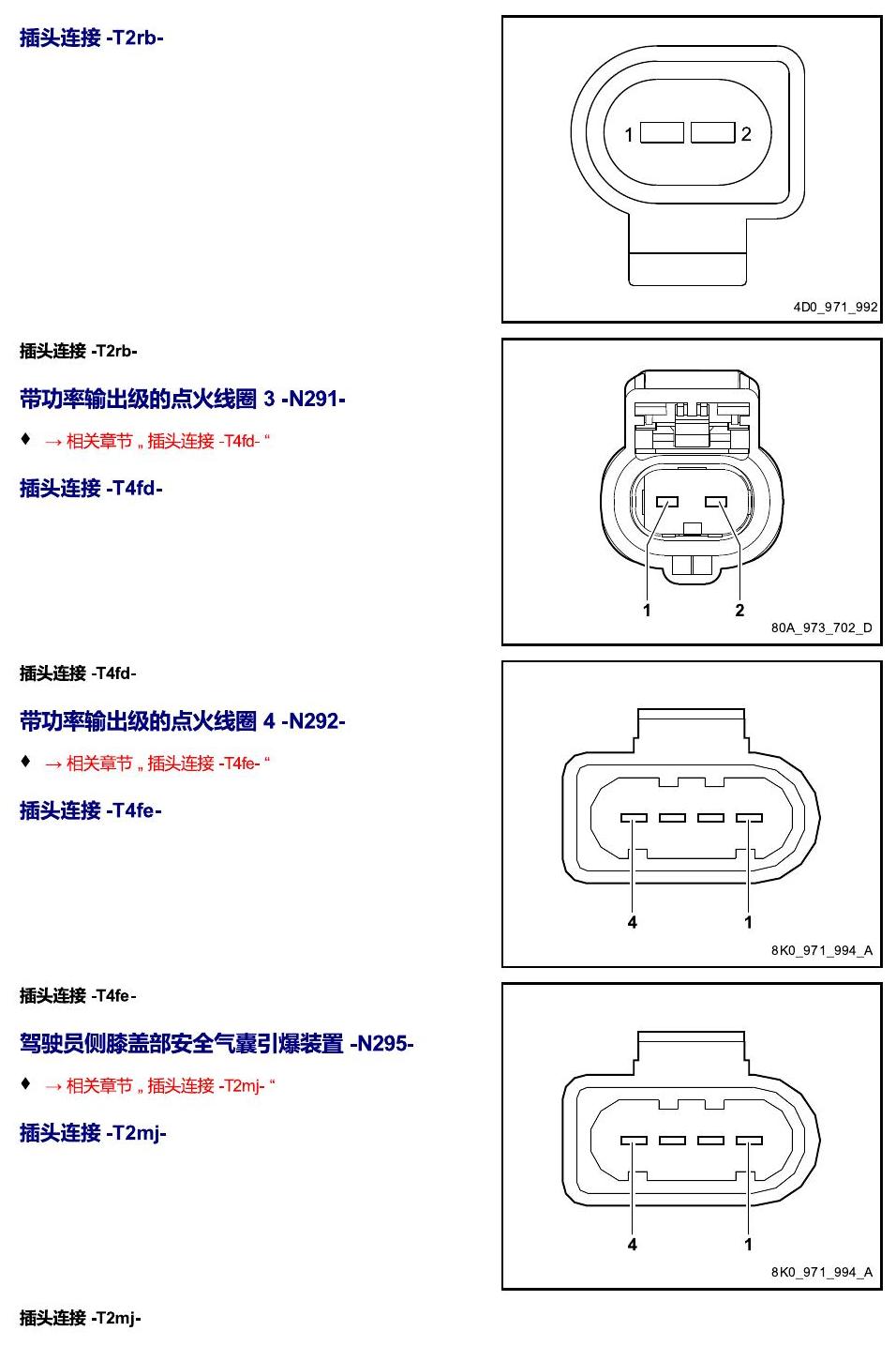 进口大众途锐 以 N 开头的零件 电路图