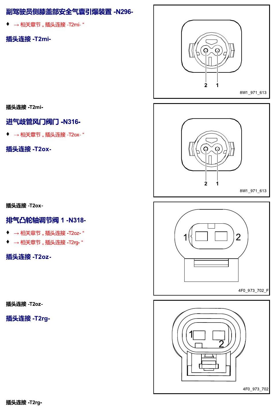 进口大众途锐 以 N 开头的零件 电路图