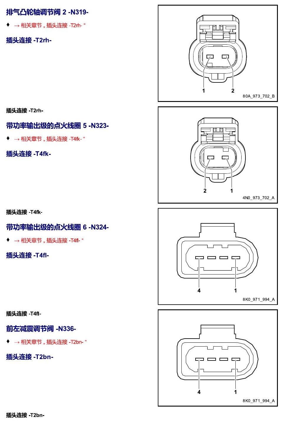 进口大众途锐 以 N 开头的零件 电路图