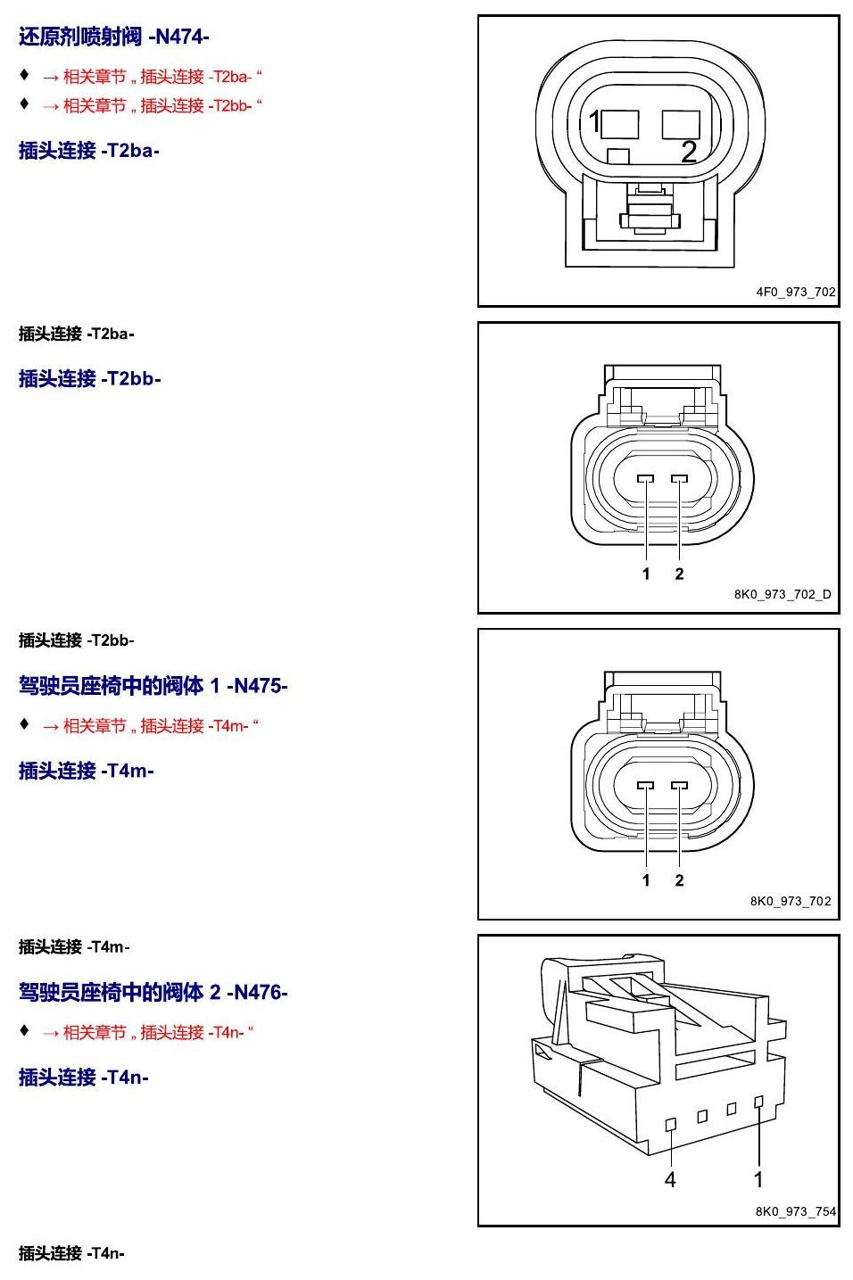 进口大众途锐 以 N 开头的零件 电路图
