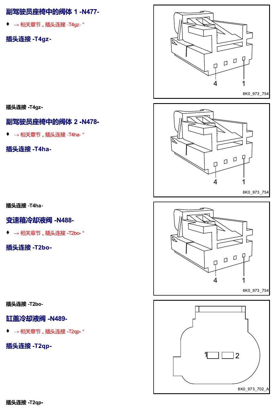 进口大众途锐 以 N 开头的零件 电路图