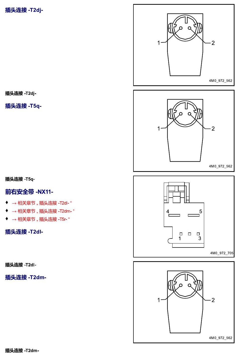进口大众途锐 以 N 开头的零件 电路图