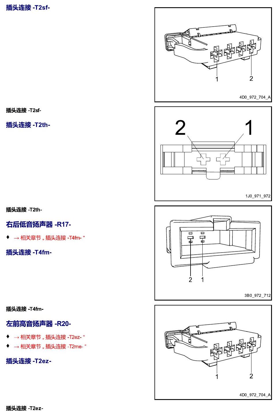进口大众途锐 以 R 开头的零件 电路图